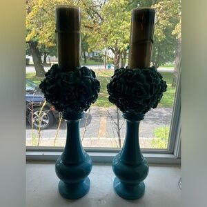 Blue/Greenish vintage candle holders